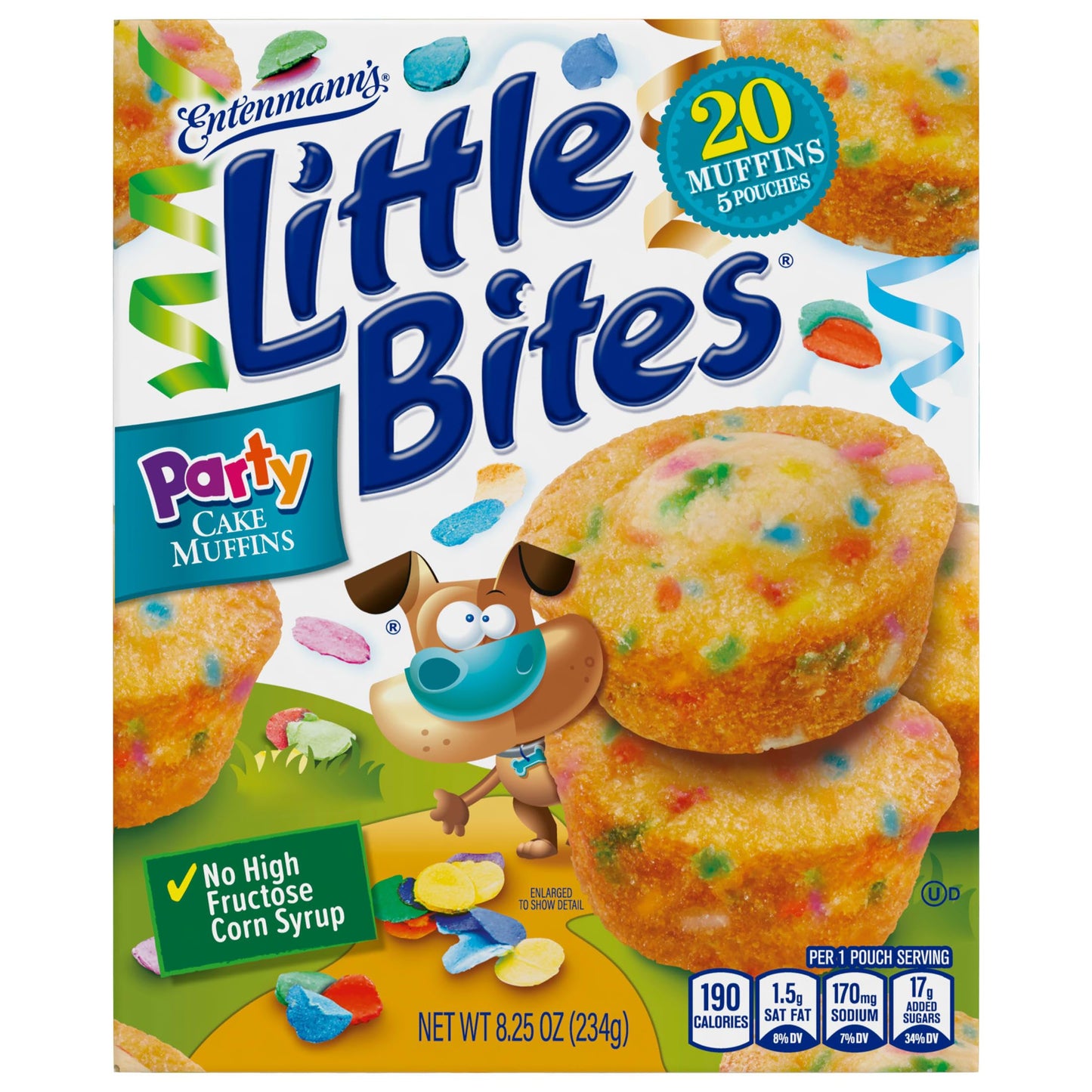 Entenmanns Little Bites Party Cake Muffins, Pouches of Mini Muffins, 8.25 Oz, 5 Count