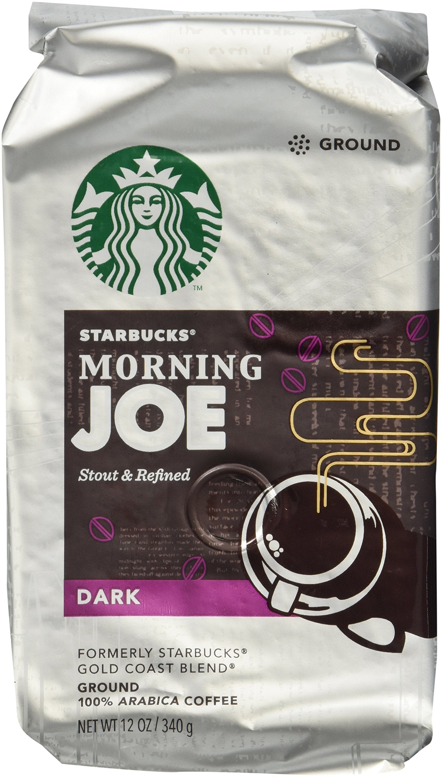 Starbucks Ground Coffee Morning Joe Dark Roast 100% Arabica 12-Ounce Bag (Pack of 3)