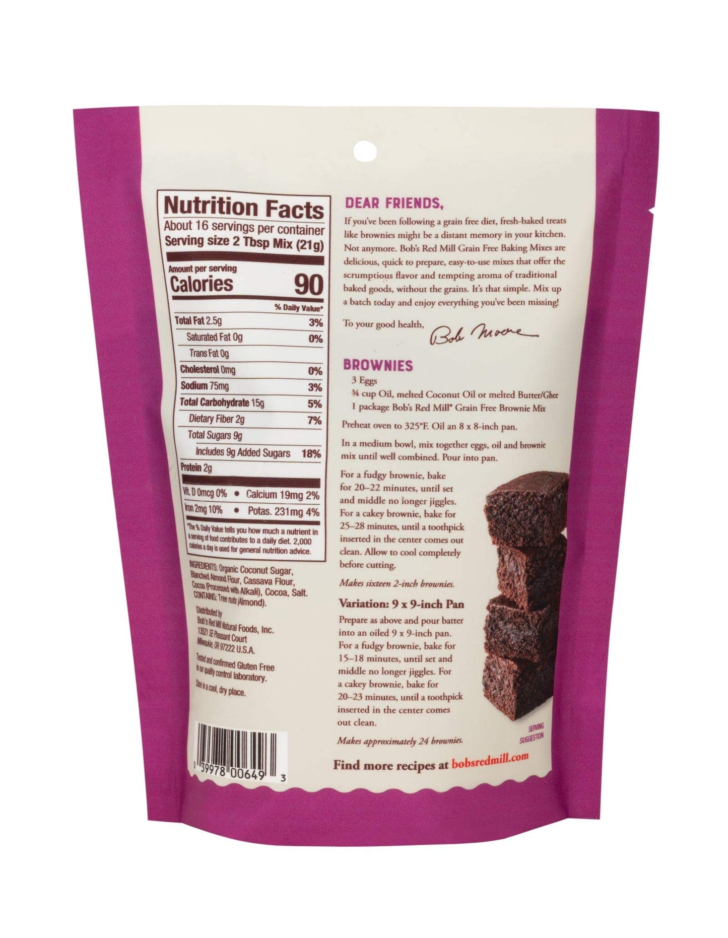 Bob'S Red Mill Grain Free Brownie Mix, 12Oz (Pack Of 5) - Non Gmo, Grain Free, Paleo Friendly, Kosher