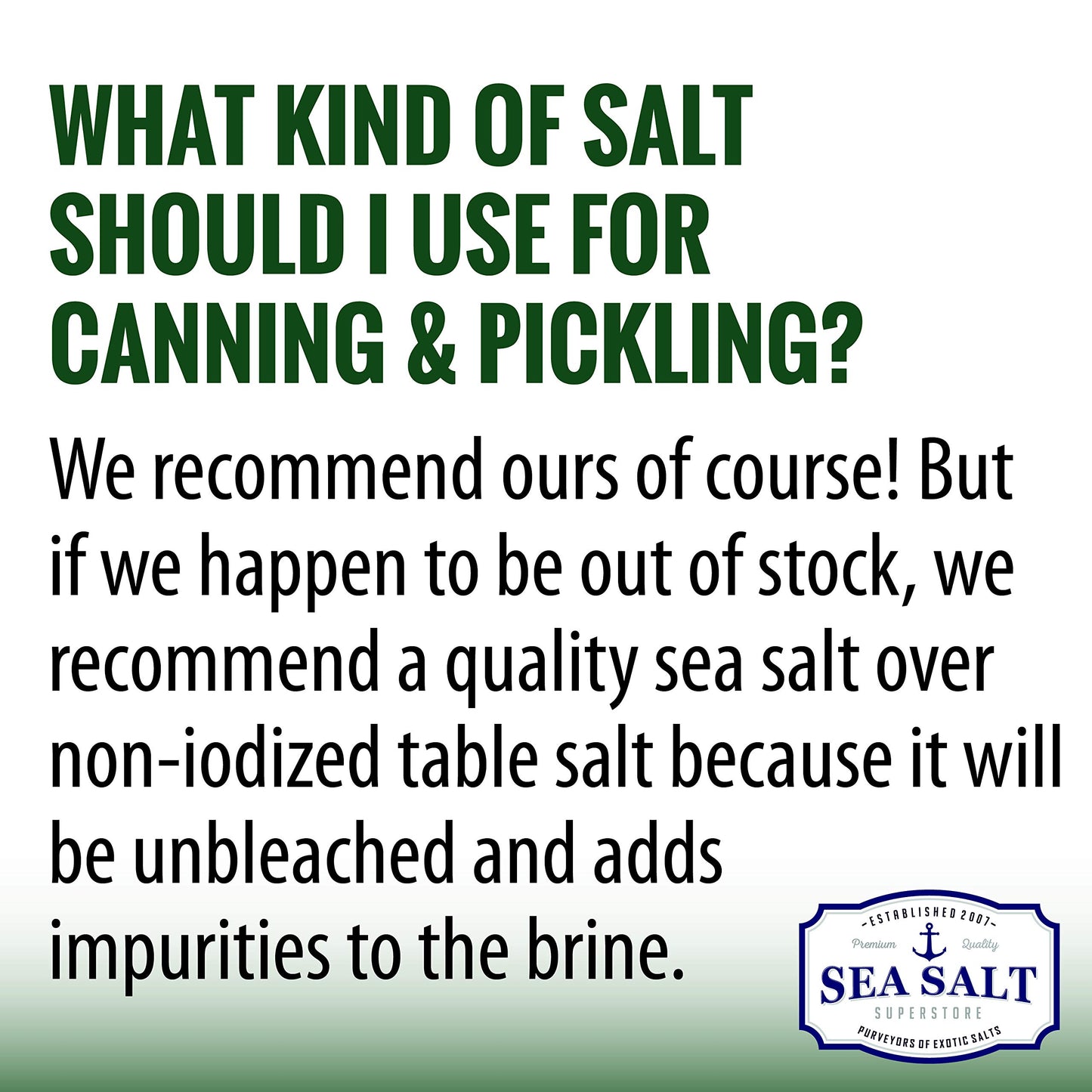 Pickling & Canning Sea Salt - Fine Grain Salt for Home Curing - Non-Iodized, Gluten Free, No Additives, No Bleaching - Kosher Ca