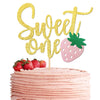 1 Pcs Strawberry Sweet One Cake Topper Glitter First Birthday Strawberry Cake Pick For Sweet Fruit Theme Baby Shower Kids Birthd