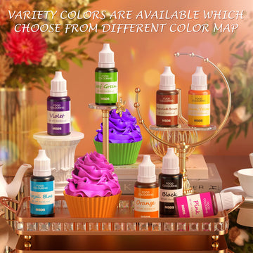 Food Coloring - Wayin 8 Colors Cake Food Coloring Liquid Vibrant Colors Edible Food Dye for Kids, Vegan Free Food Colors for Cak