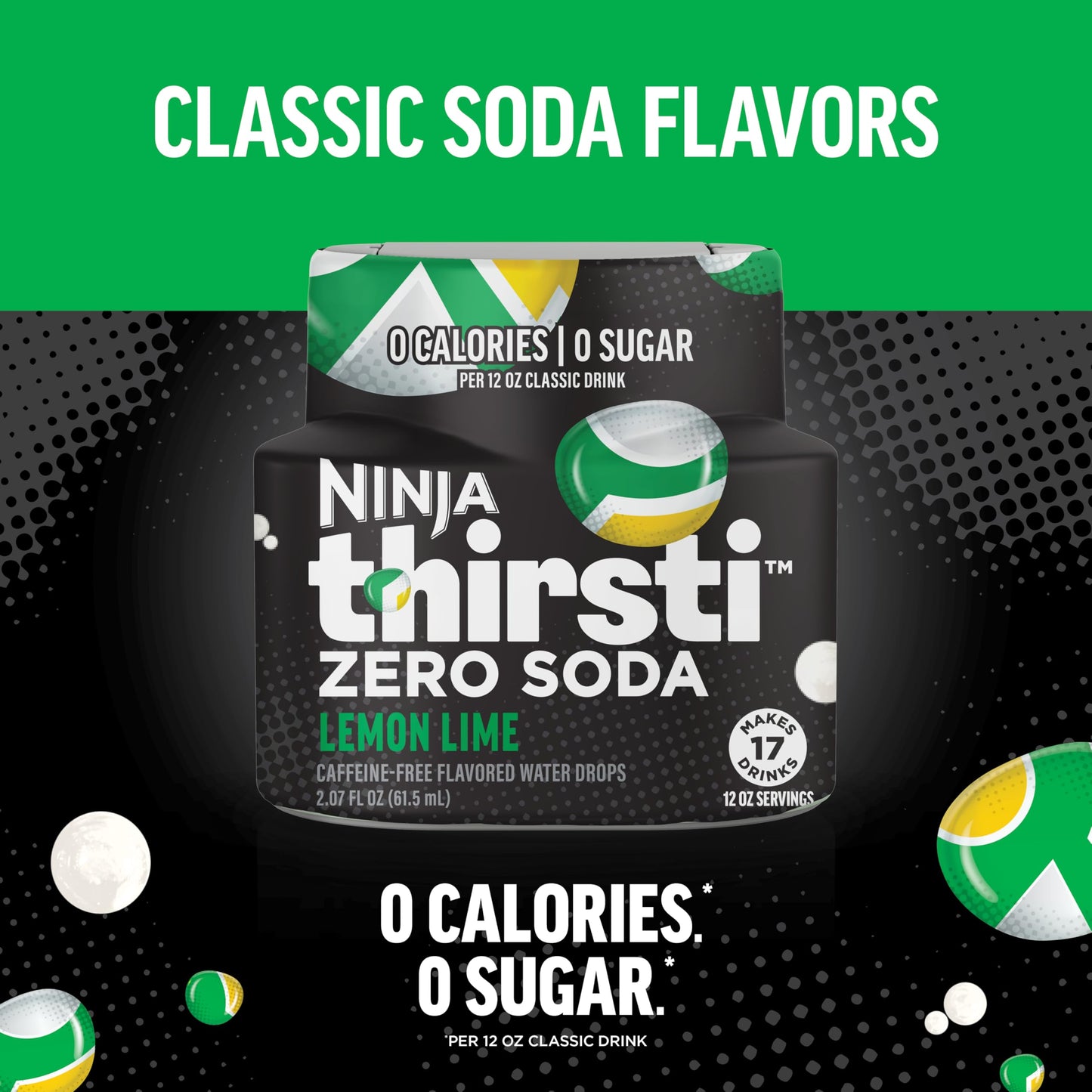 Ninja Thirsti Flavored Water Drops - Zero Calorie Lemon Lime Soda Flavor, Makes 17 Drinks, 3 Pack, 2.23 Fl Oz Each