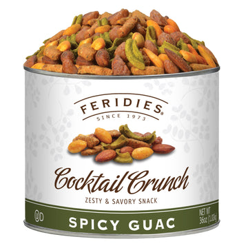 FERIDIES Gourmet Snack Mix, Spicy Buffalo Guac, 36oz Tin, Premium Virginia Peanuts, Almonds, Sesame Sticks
