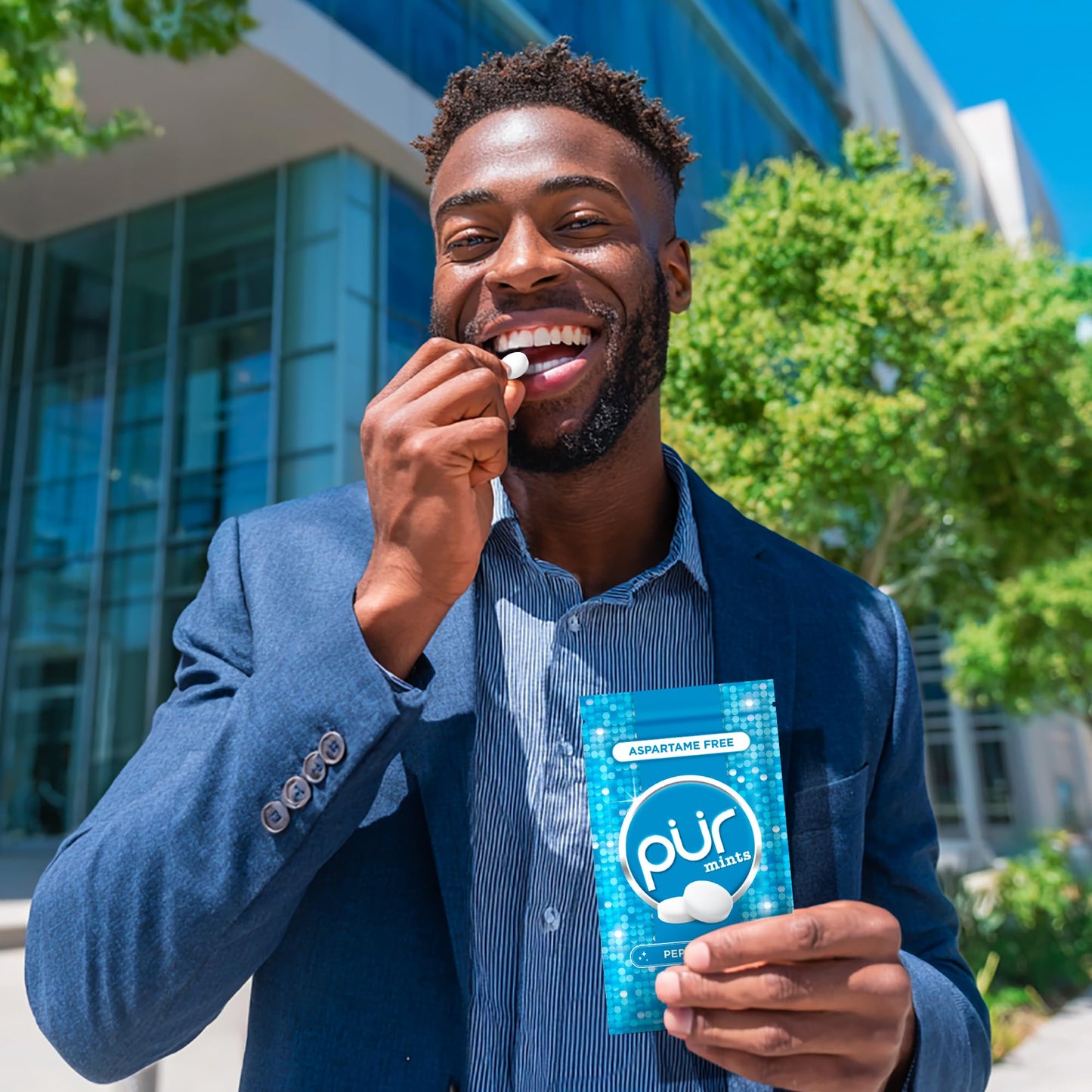 PUR Mints | Aspartame Free Breath Mints | Made with Xylitol | Sugar Free  Vegan  Gluten Free | Natural Peppermint Flavor | 65 Pieces in Re-Sealable pouch (Pack of 1)