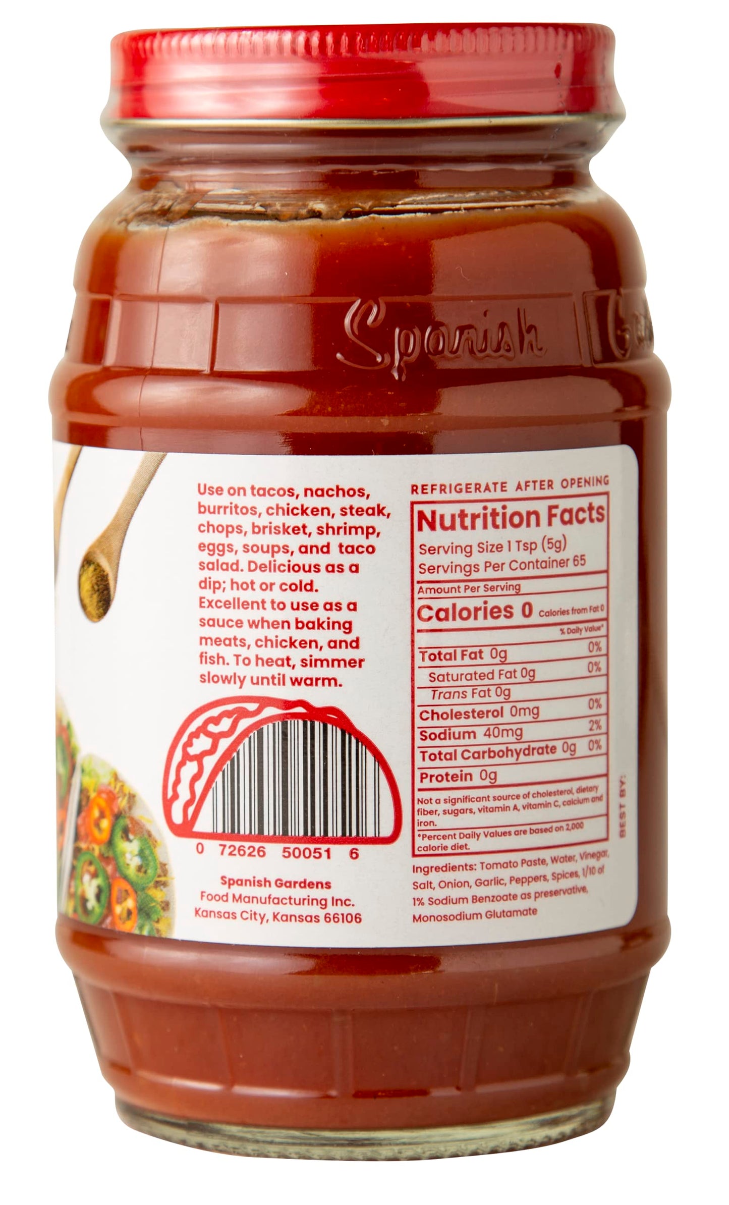 Spanish Gardens Taco Sauce (6 Pack) - Hot Taco Sauce for Authentic Mexican Food - Original Family Recipe, Spicy Sauce for Tex Me