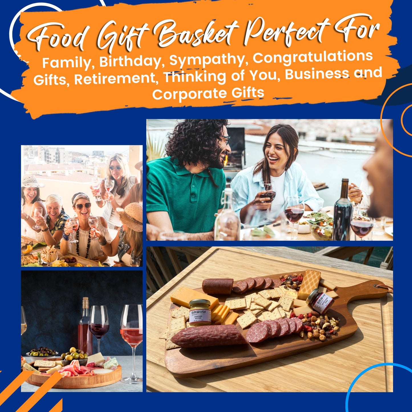 GiftWorld Beef Summer Sausage and Cheese Gift Basket, 8-item Meat and Cheese Sampler for Men, Perfect for Tailgating and Holidays