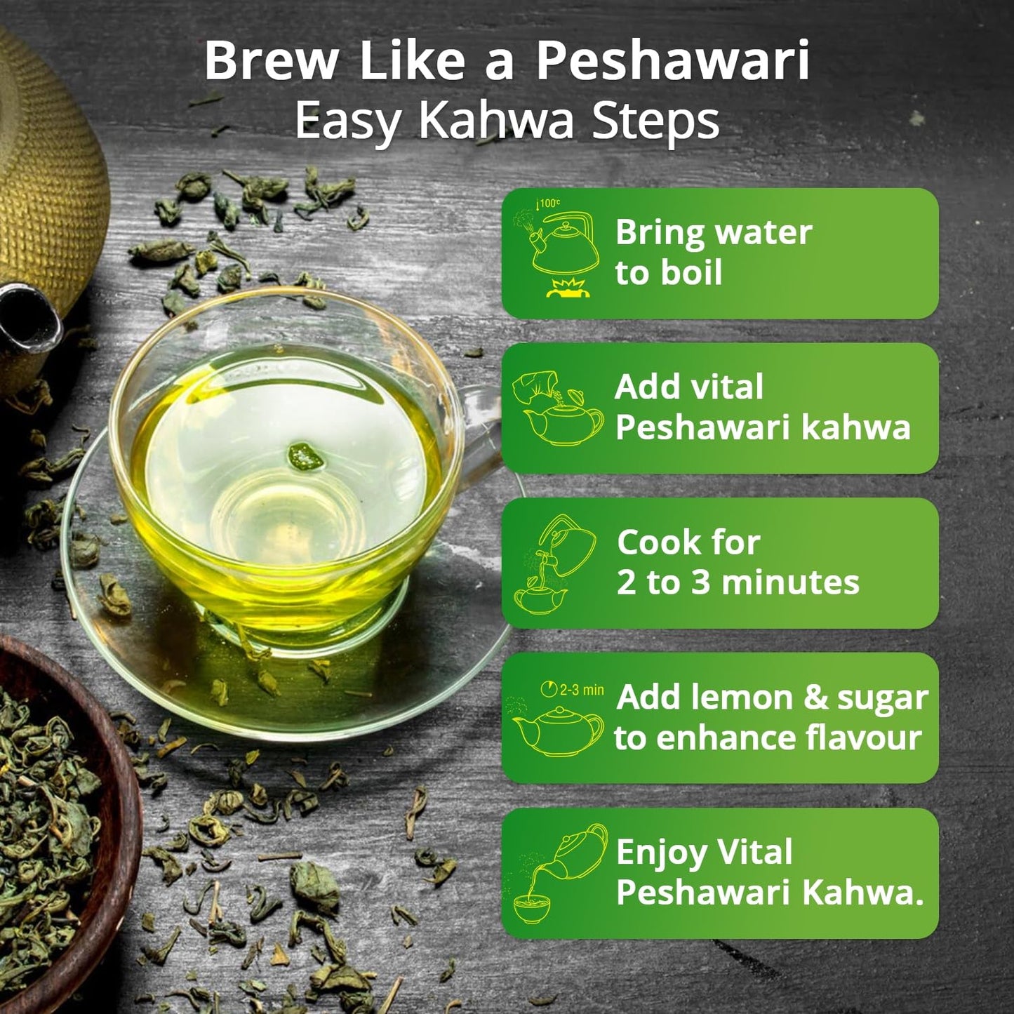 Peshawari Kahwa Tea- Jar Of 220G, Flavourful Taste Of Green Tea And Loose Leaf Tea, Freshly And Carefully Packed With Heritage T