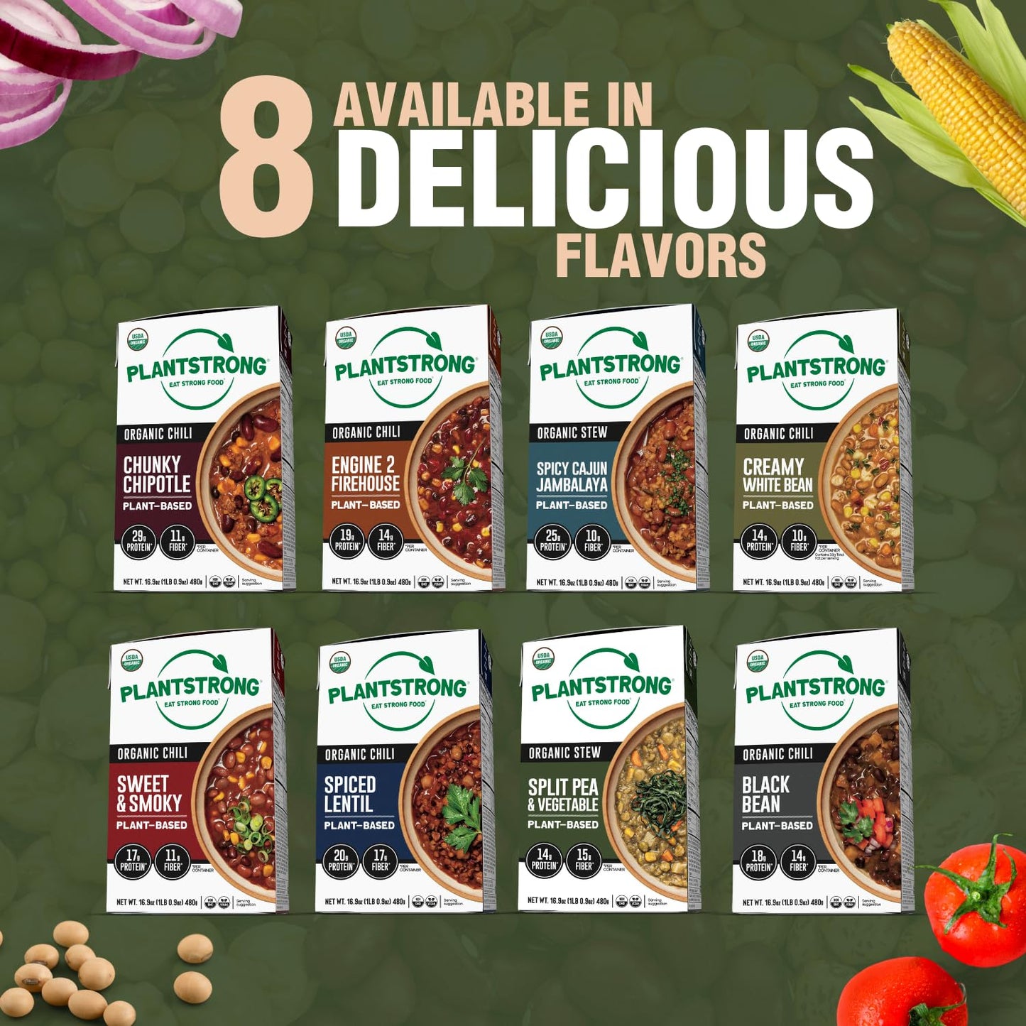 PLANTSTRONG Split Pea & Vegetable Stew Soup - Organic, Plant-Based, Non-GMO, Vegan, High Protein Stew Soup