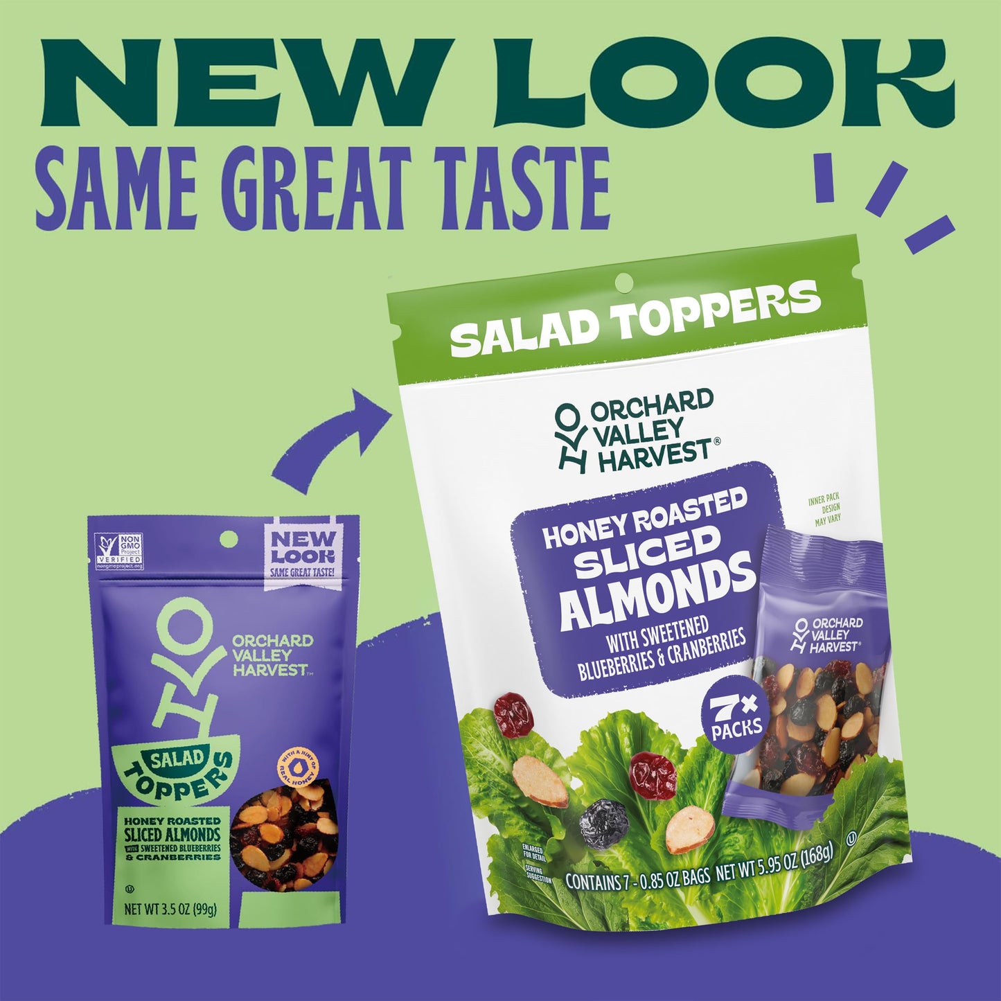 Orchard Valley Harvest Salad Toppers Honey Roasted Sliced Almonds With Sweetened Blueberries & Cranberries, 0.85 Oz (Pack Of 7) Resealable Bag, Gluten Free, Made With Real Fruit, No Artificial Colors