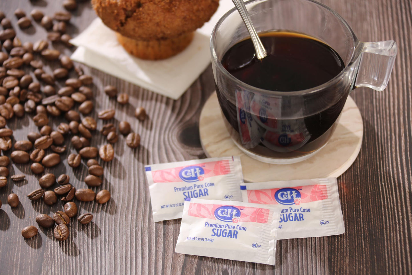 C&H Premium Pure Cane Sugar Packets, Non-GMO, 0.1 Ounce, Pack of 400, Model TS0417-A700ML-M1323