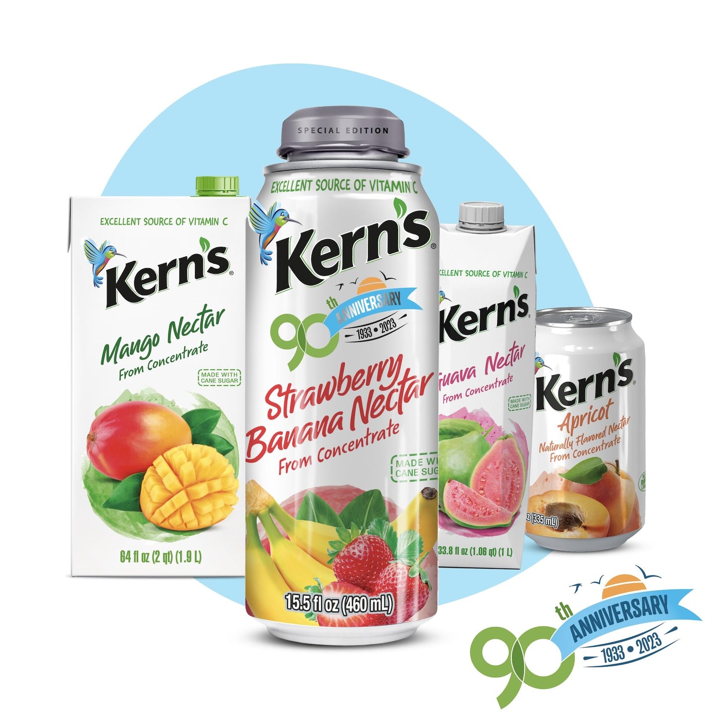 Kerns Tropical Fruit Nectar Juice Variety Pack - Mango & Peach - 11.5oz, 12 Pack Canned Drinks