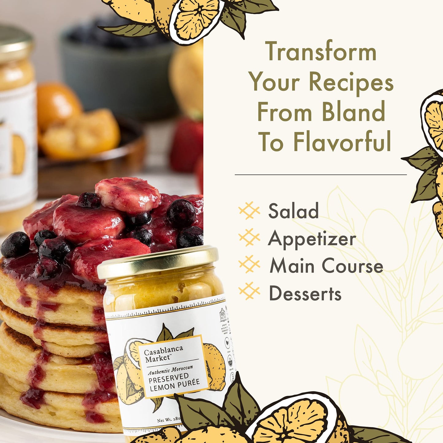 Casablanca Market Preserved Lemon Puree All Natural Beldi Moroccan Preserved Lemon Paste Gluten Free Non GMO Vegan Plant Based -
