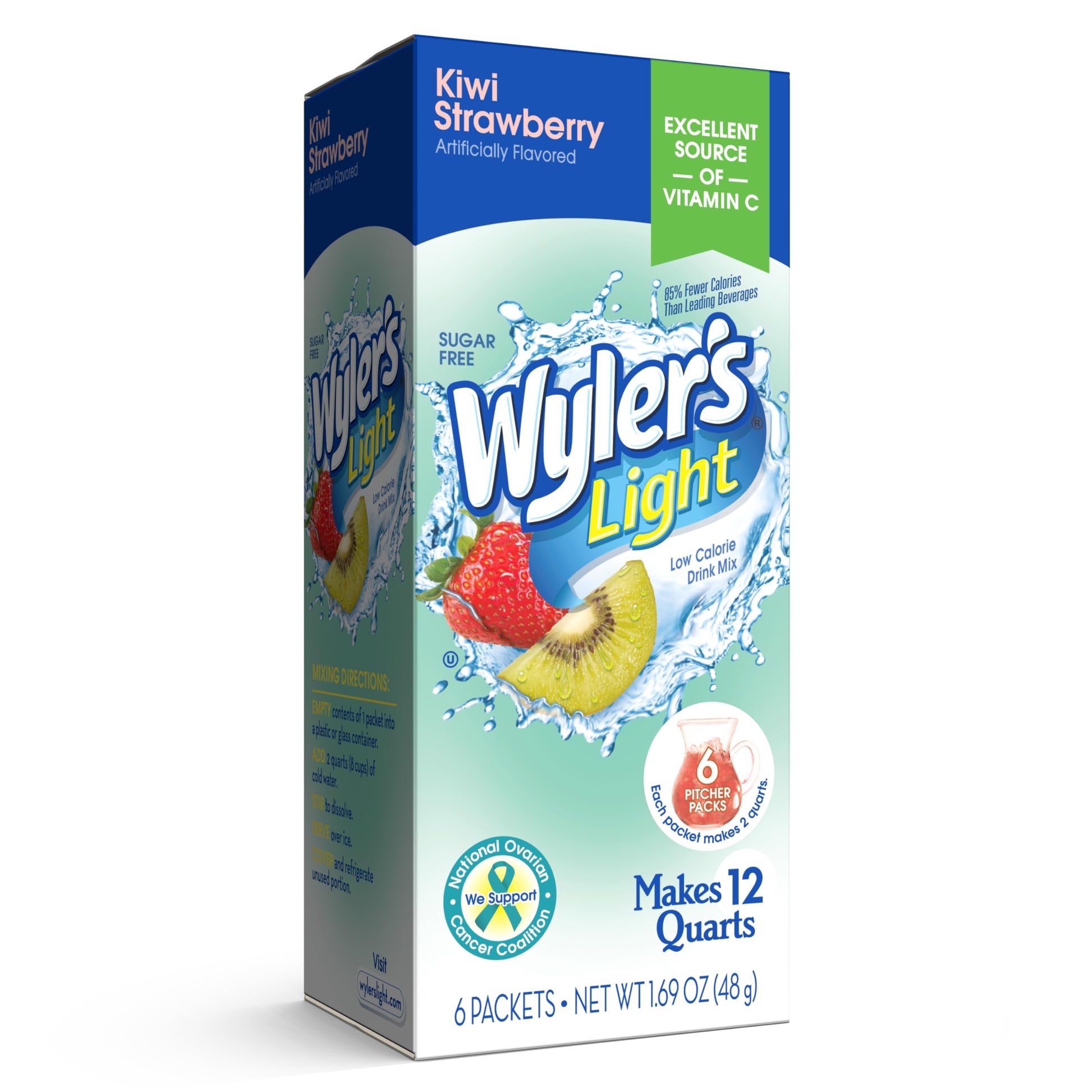 Wylers Light Pitcher Packs  Water Drink Mix Kiwi Strawberry 6 Pitcher Packets
