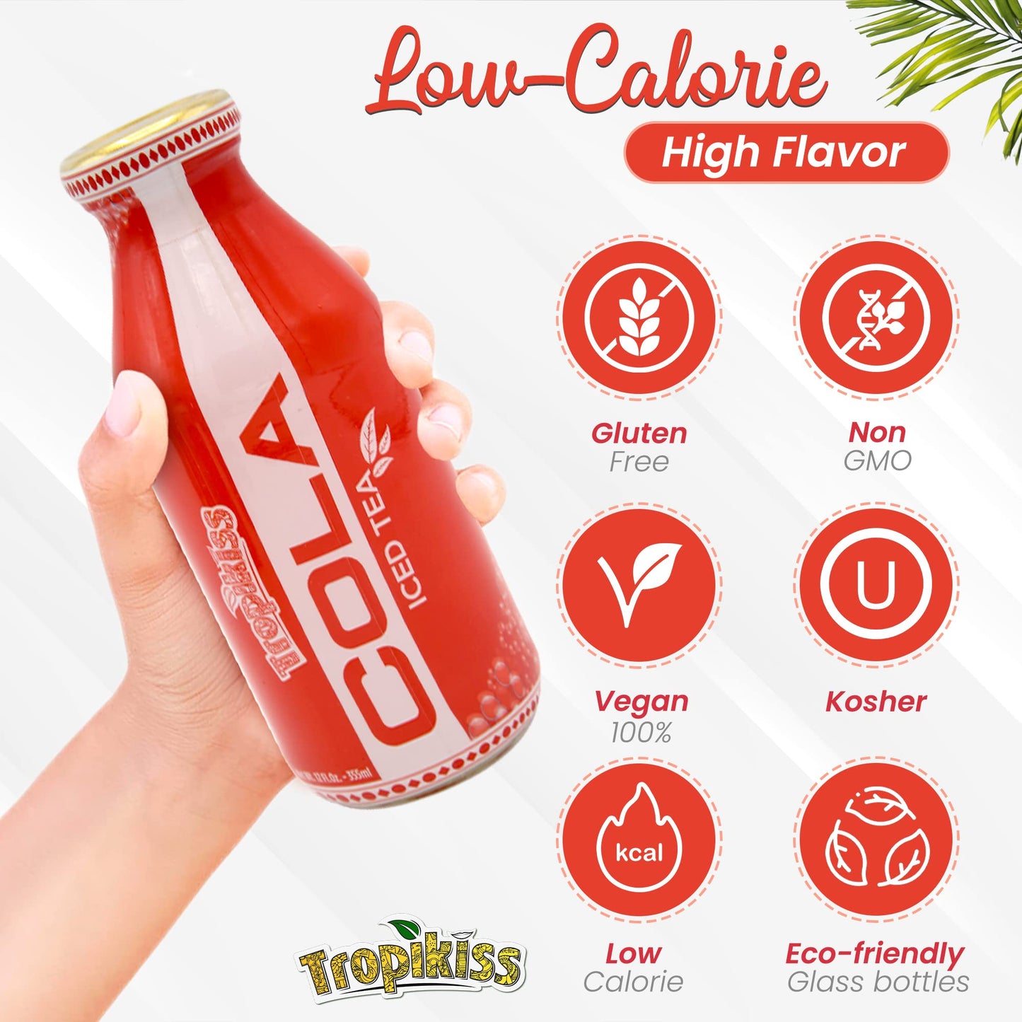 Tropikiss 12-Pack Cola Iced Tea - Antioxidant-Rich Refreshing Drink | Natural Bottled Ice Tea | Healthy & Flavorful Beverage