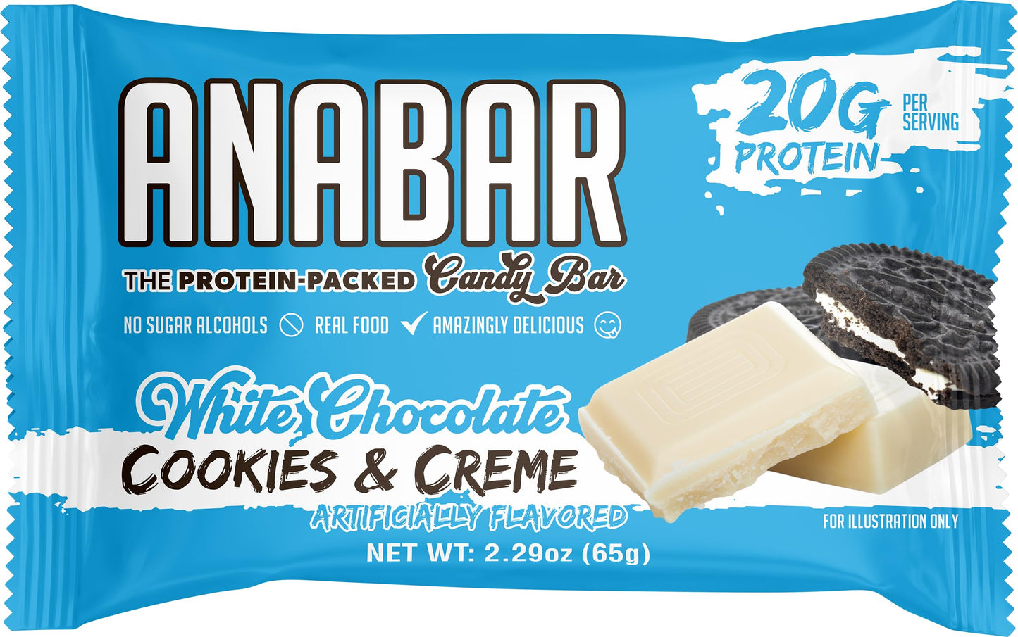 Anabar Protein Bar, The Protein-Packed Candy Bar, Amazing Tasting Protein Bar, High Protein, 20G Of Protein (12 Bars, White Choc