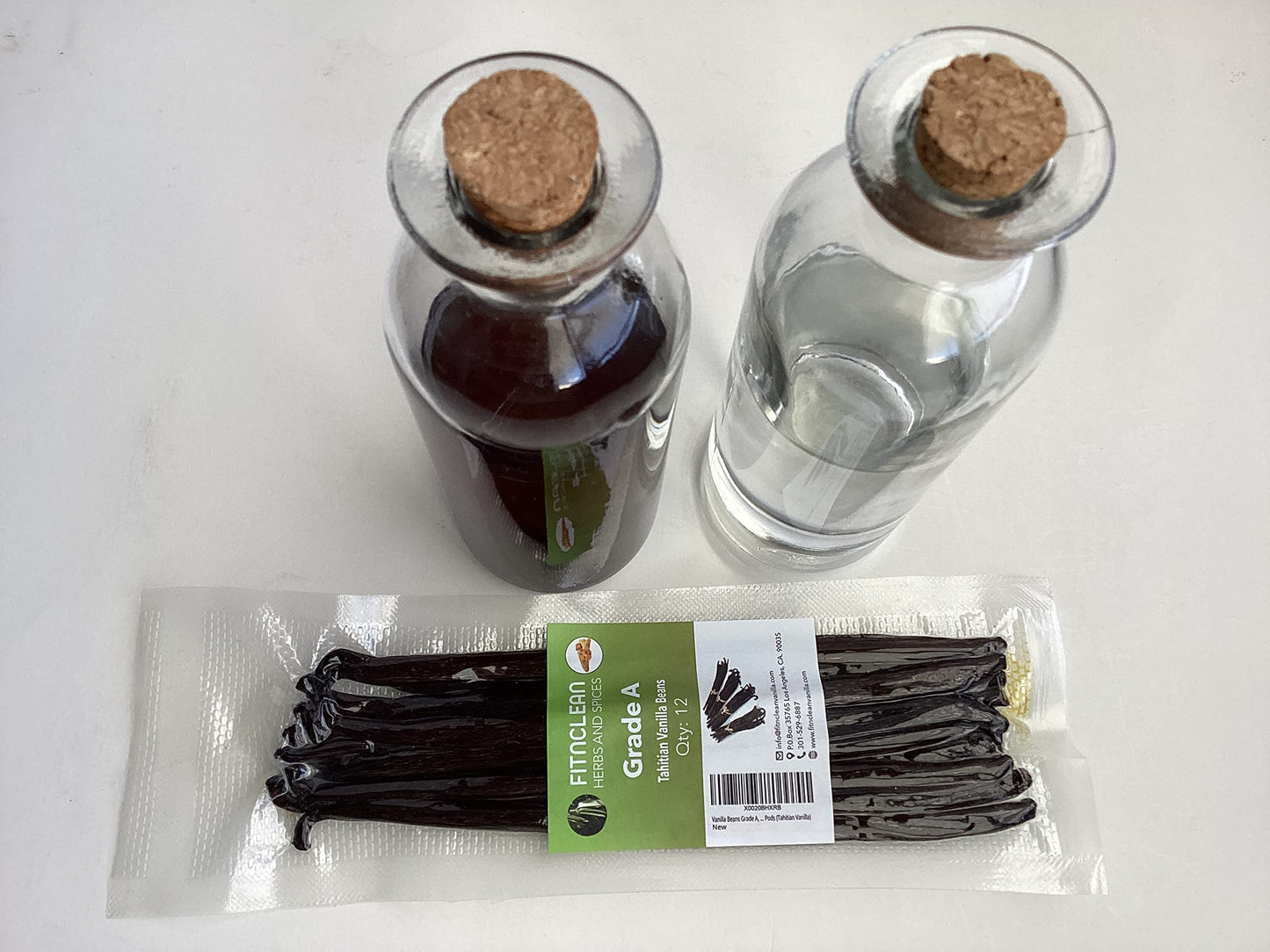 FITNCLEAN VANILLA 12 Tahitian Vanilla Beans Grade A - Fresh NON-GMO Whole Pods, 6-7 for Extract, Cooking and Baking