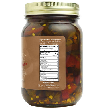 Green Jay Gourmet Pickled Candied Cherry Peppers In A Jar - Fresh Hand Jarred Vegetables For Cooking & Pantry - Pre-Prepared Pic
