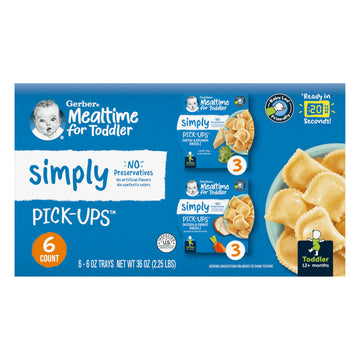 Gerber Mealtime For Toddler, Pick-Ups, Ravioli Multipack, 6 Oz Tray (Pack Of 6), Variety Pack 2.25 Lb.