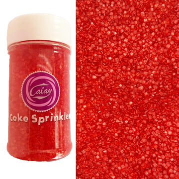 Sentovac Red Sanding Sugar for Baking Edible Sparkling Sugar Sprinkles Coarse Sugar Crystals for Baking Topping Cake Cookie Cupc