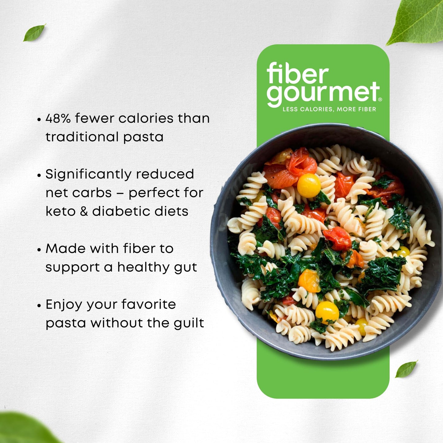 Fiber Gourmet Low Carb Pasta Variety Pack - Spaghetti, Rotini, Penne, Elbows - High Fiber, Keto Friendly, Non-GMO, Vegan, Kosher