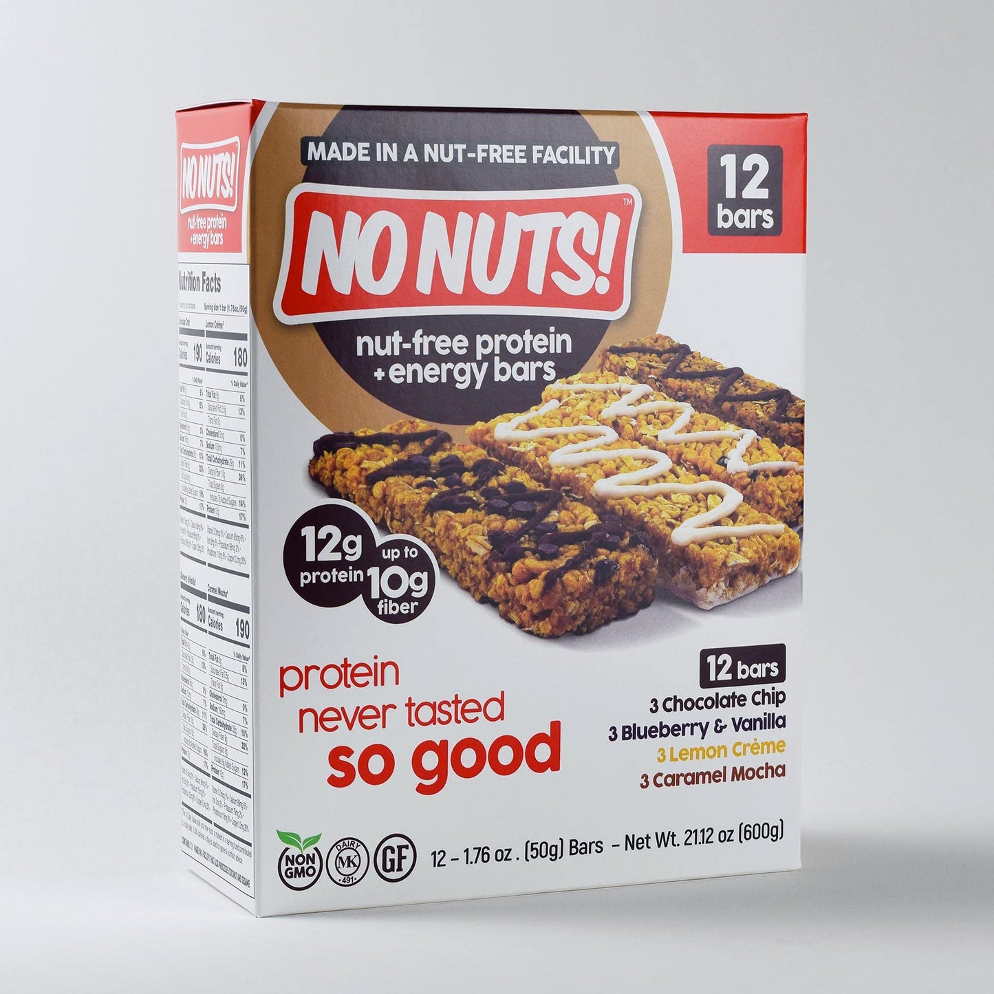 No Nuts! Protein Bars Energy Bars - 100% Nut Free Dairy Free Vegan Protein Bars, Vegan Protein Bars Variety Pack Of 12, Organic,