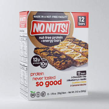 No Nuts! Protein Bars Energy Bars - 100% Nut Free Dairy Free Vegan Protein Bars, Vegan Protein Bars Variety Pack Of 12, Organic,