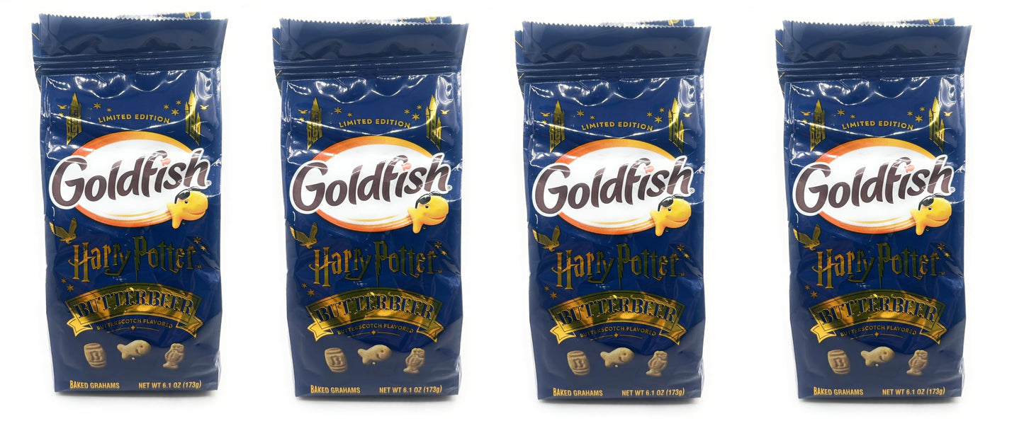 Goldfish Crackers - 4 bags - Free of Dyes (Harry Potter Butterbeer Graham 6.1oz)