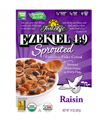 Food For Life, Cereal Sprouted Flakes Raisin Organic, 14 Ounce