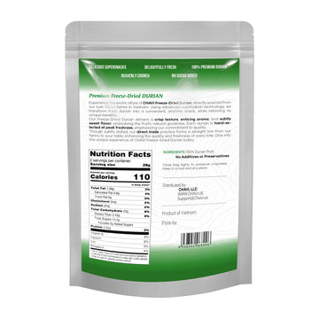 CHAVI Freeze-Dried Durian (King of Fruits) - 2 Oz - Healthy 1 Ingredient Superfood - Family Supersnacks - No Added Sugars or Pre