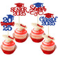 Gyufise Graduation Cupcake Toppers, 24 Pcs, Glitter Design, Class of 2025, Paper, Blue Red