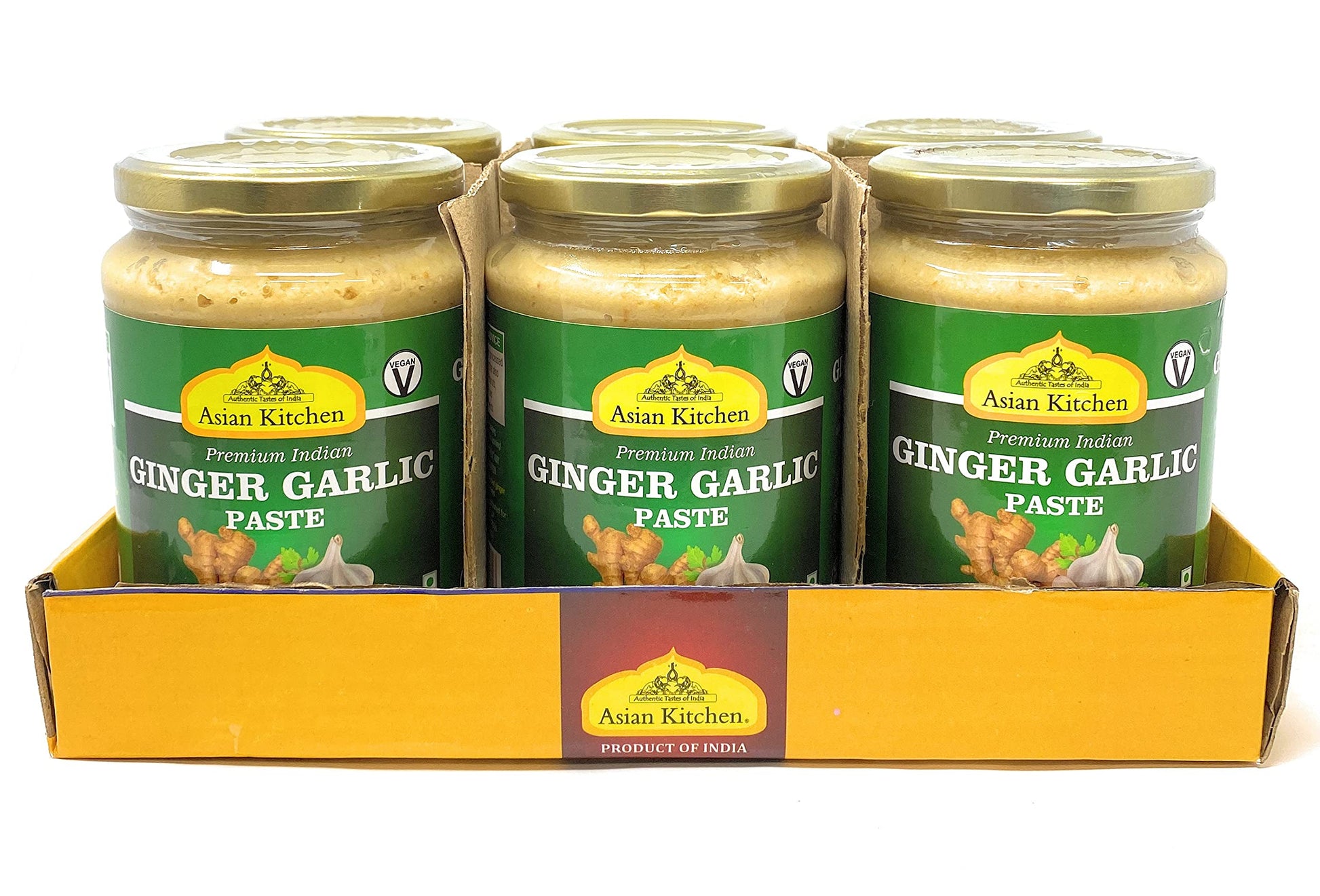 Asian Kitchen Ginger Garlic Cooking Paste 26.5oz (750g) Glass Jar, Pack of 5+1 FREE ~ Vegan | Gluten Free | NON-GMO | No Colors 