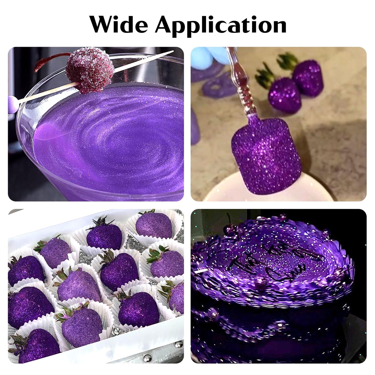 Purple Edible Glitter For Cocktails - 6G Purple Luster Dust Edible Drink Glitter Food Grade Metallic Shimmer Powder Sprinkles Fo