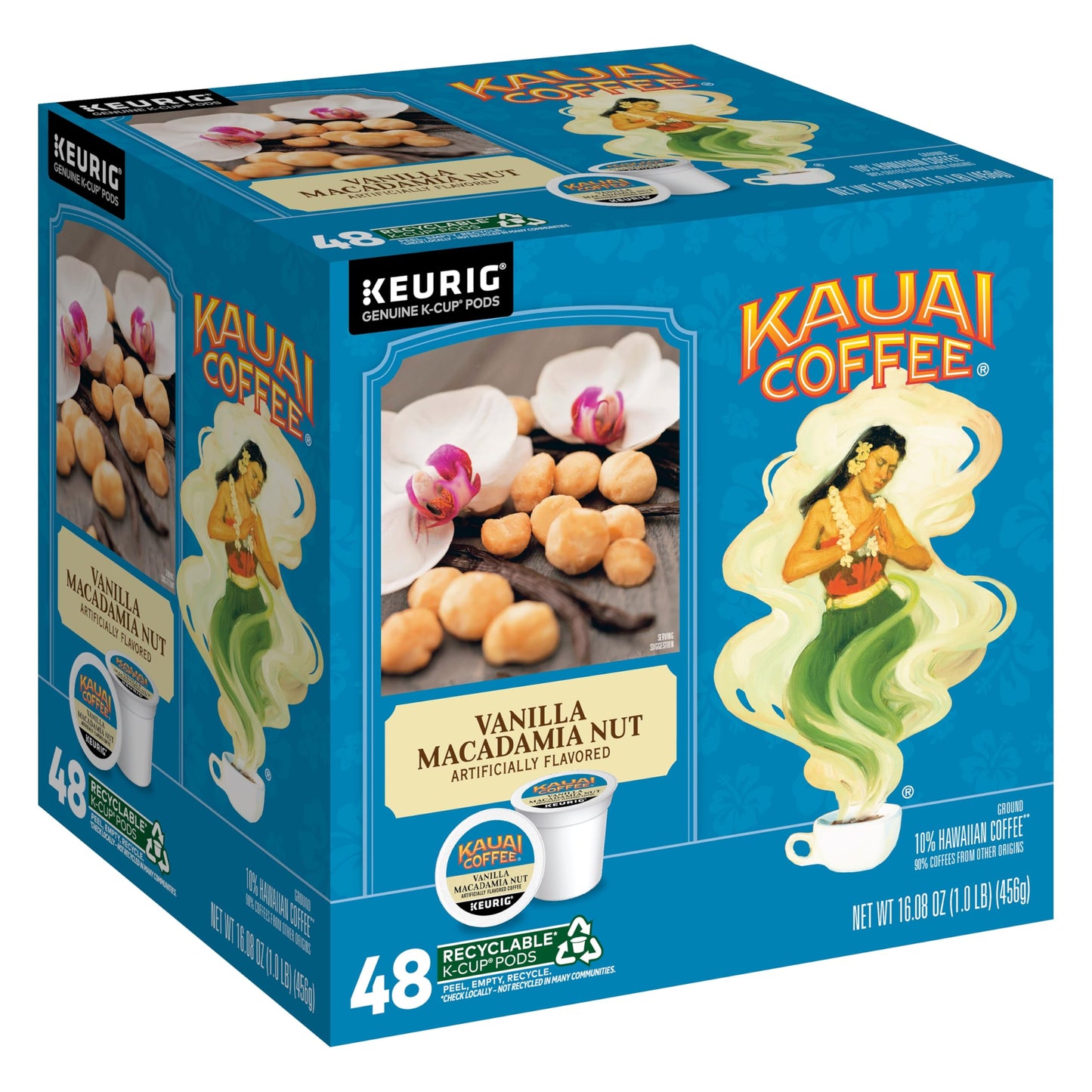 Kauai Coffee K-Cup Pods, Medium Roast Vanilla Macadamia Nut, 48 Count