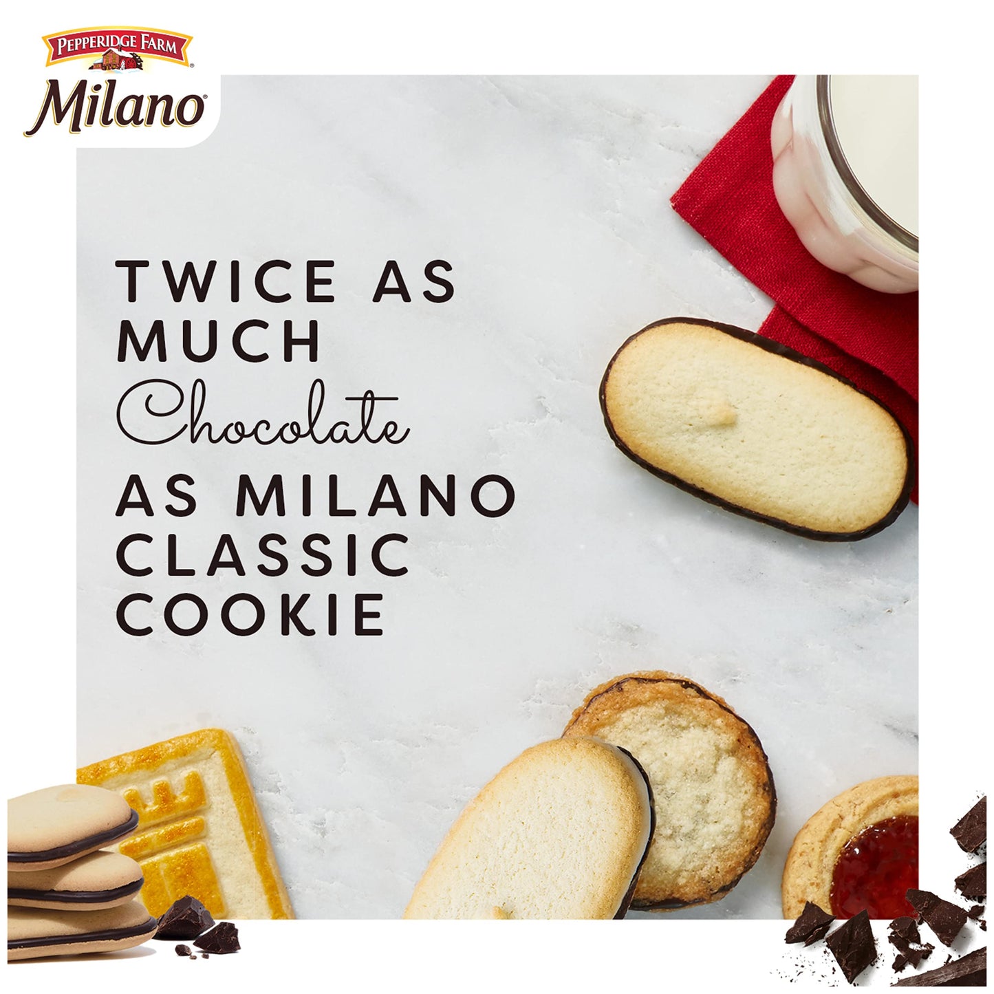 Pepperidge Farm Milano Double Dark Chocolate Cookies, 7.5 oz Bag, 15 Cookies, Rich Chocolate Flavor
