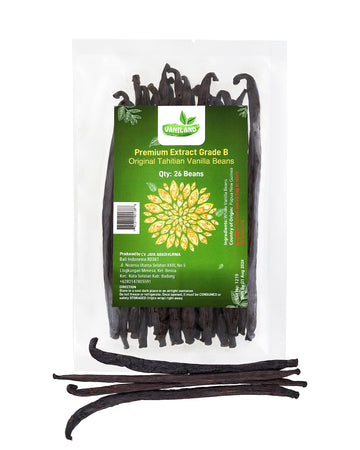 26 Natural Tahitian Grade B Vanilla Beans Premium Gourmet Whole Pods for Home Baking, Cooking, & Extract Making - 4.72'' - by VA