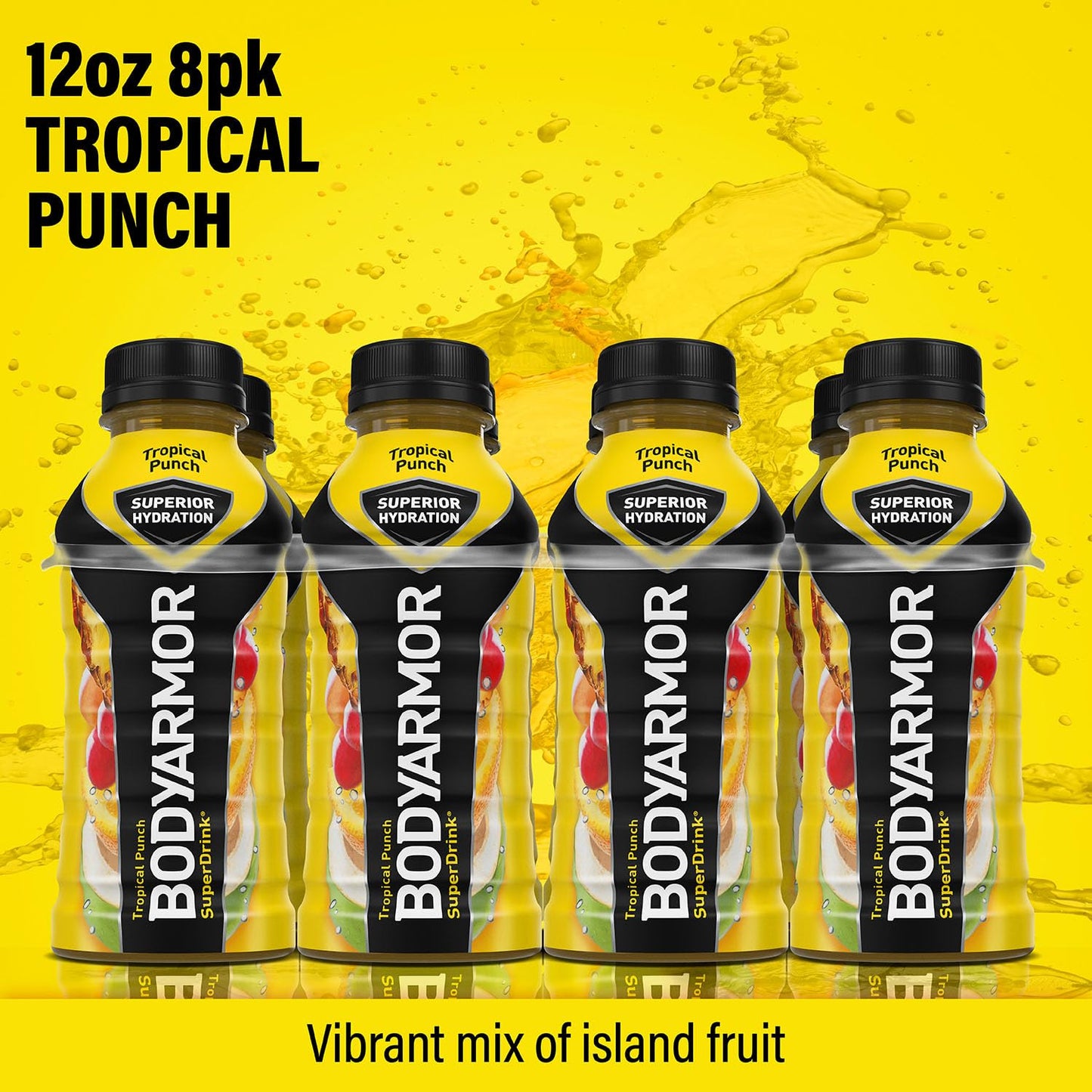 Bodyarmor Sports Drink Sports Beverage, Tropical Punch, Coconut Water Hydration, Natural Flavors With Vitamins, Potassium-Packed Electrolytes, Perfect For Athletes, 12 Fl Oz (Pack Of 8)
