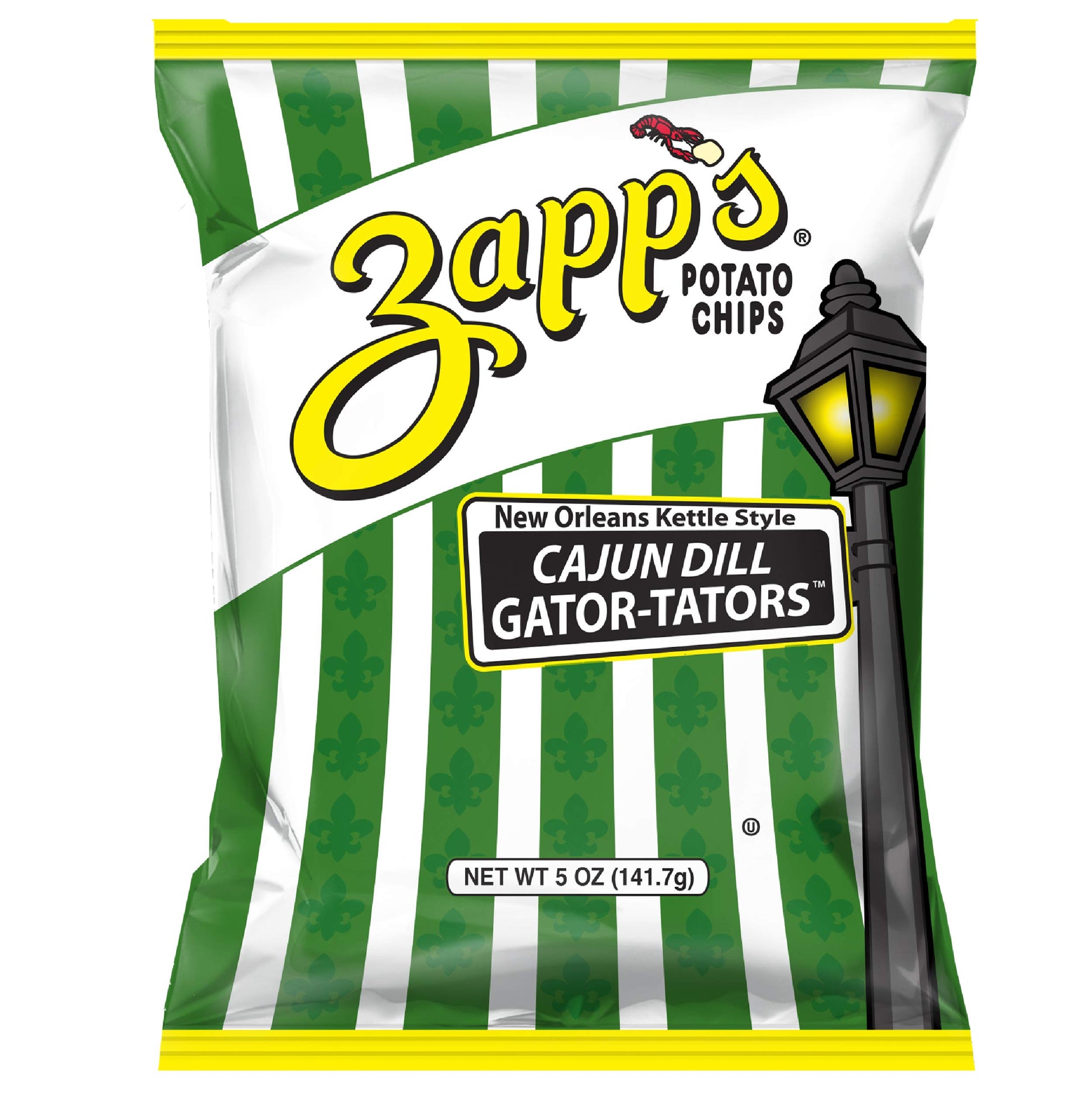 Zapps New Orleans Kettle-Style Potato Chips, Cajun Dill Gator-Tator - Crunchy Chips with a Spicy Kick, Great for Lunches or Snac