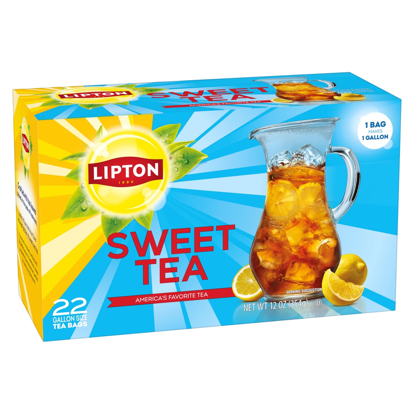 Lipton Southern Sweet Iced Tea Bags  Gallon Size Zero Calories  22 Tea Bags
