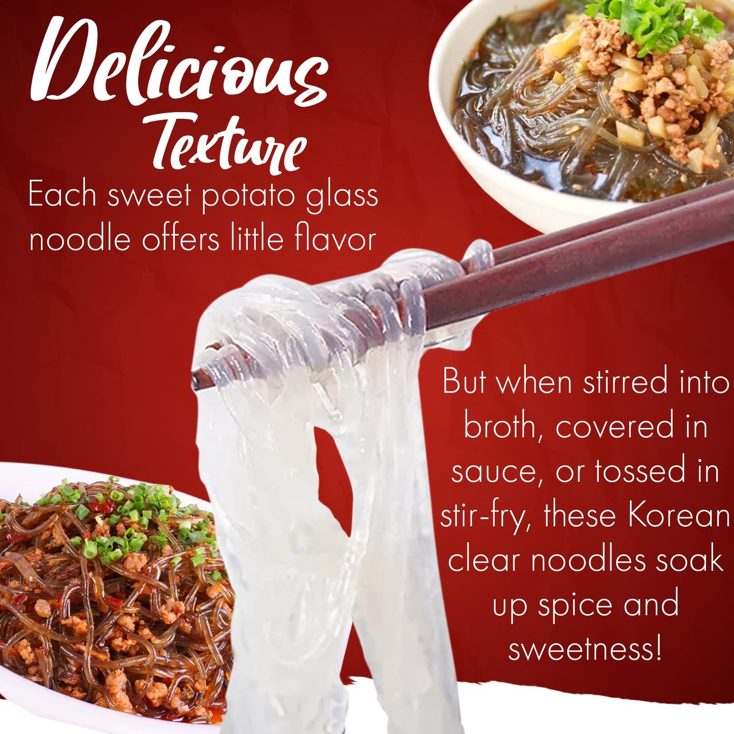 Fusion Select 2 Packs Sweet Potato Glass Noodles - Zero-Fat, Low-Calorie, No-Sodium Diet-Friendly, Gluten-Free, Vegan, Stir-Fry,