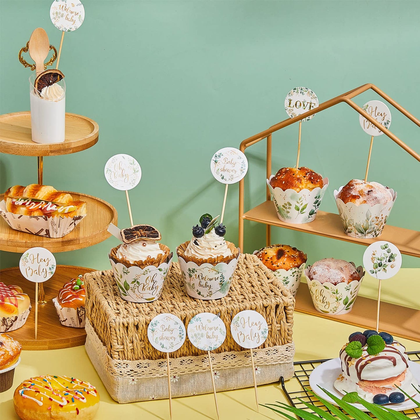 Henoyso 72 Pcs Cupcake Decoration Set Include Cupcake Wrappers And Cupcake Wrapper Toppers Cake Topper For Birthday Party Weddin