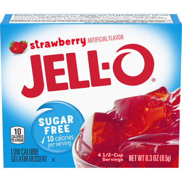 Jell-O Strawberry Sugar Free Gelatin Dessert Mix, 0.3 oz Boxes, 24 Count Pack