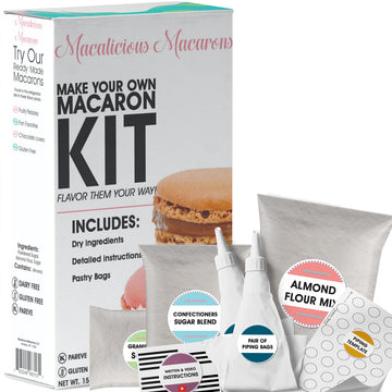 W4W Macalicious Macaron Baking Mix Kit, Includes Dry Ingredients & Tools, 17 Ounce