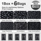 HUEBEATY 6-in-1 Black Edible Cake Pearls Sprinkles for Cake Cookies Decorating and Baking | 180g/6.36oz | Black Sanding Sugar fo