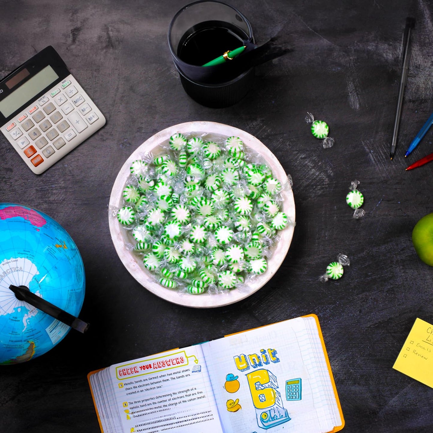 A Great Surprise Spearmint Starlight Mints - 4-Pound Bulk Bag - Individually Wrapped - Green and White Hard Candies for Office,