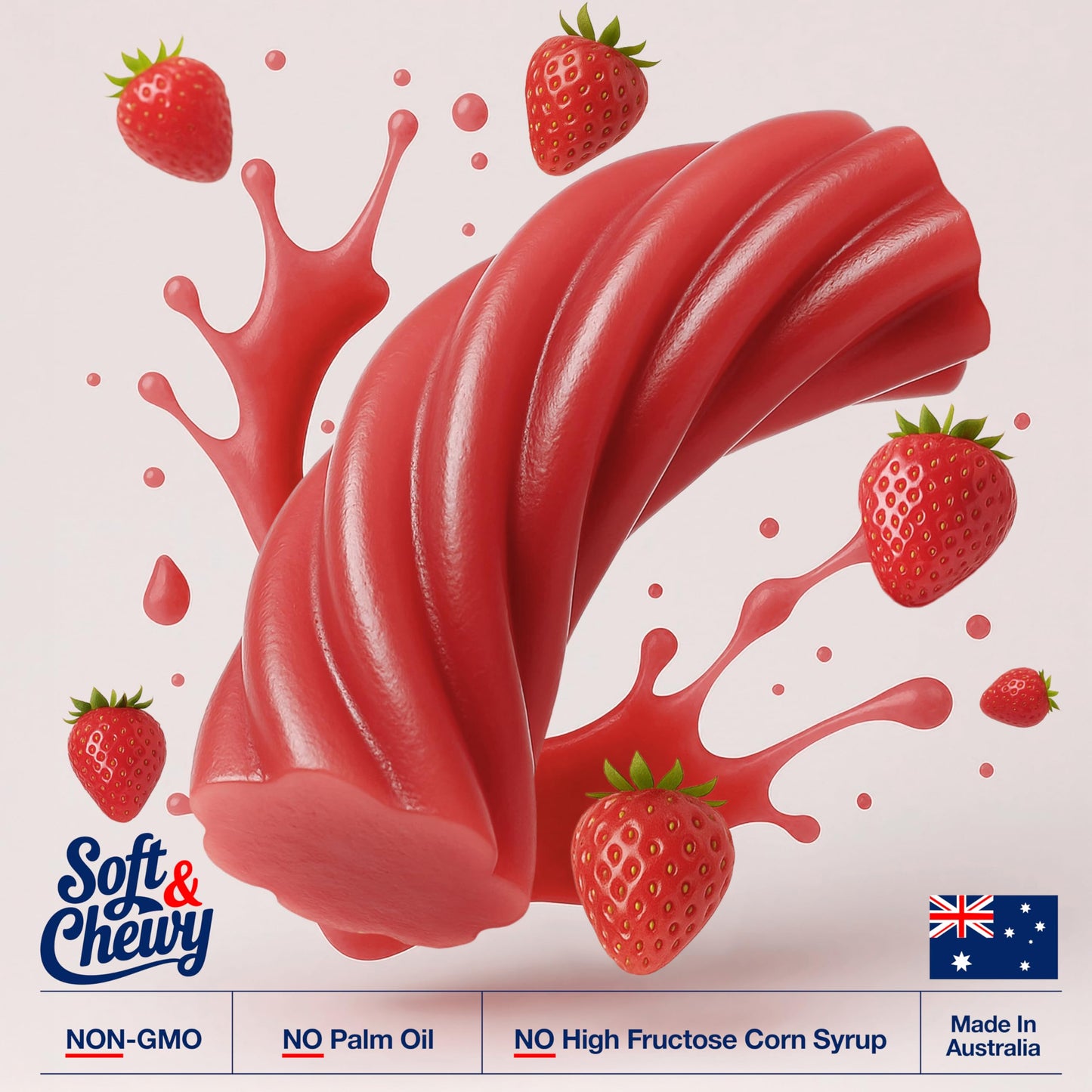 Australian Licorice Strawberry Flavor – Soft & Chewy Red Licorice Candy, 12 Oz Bag – Fruit Twists For Snacking, Candy Buffets, Gift Bags & Party Favors – Zestix