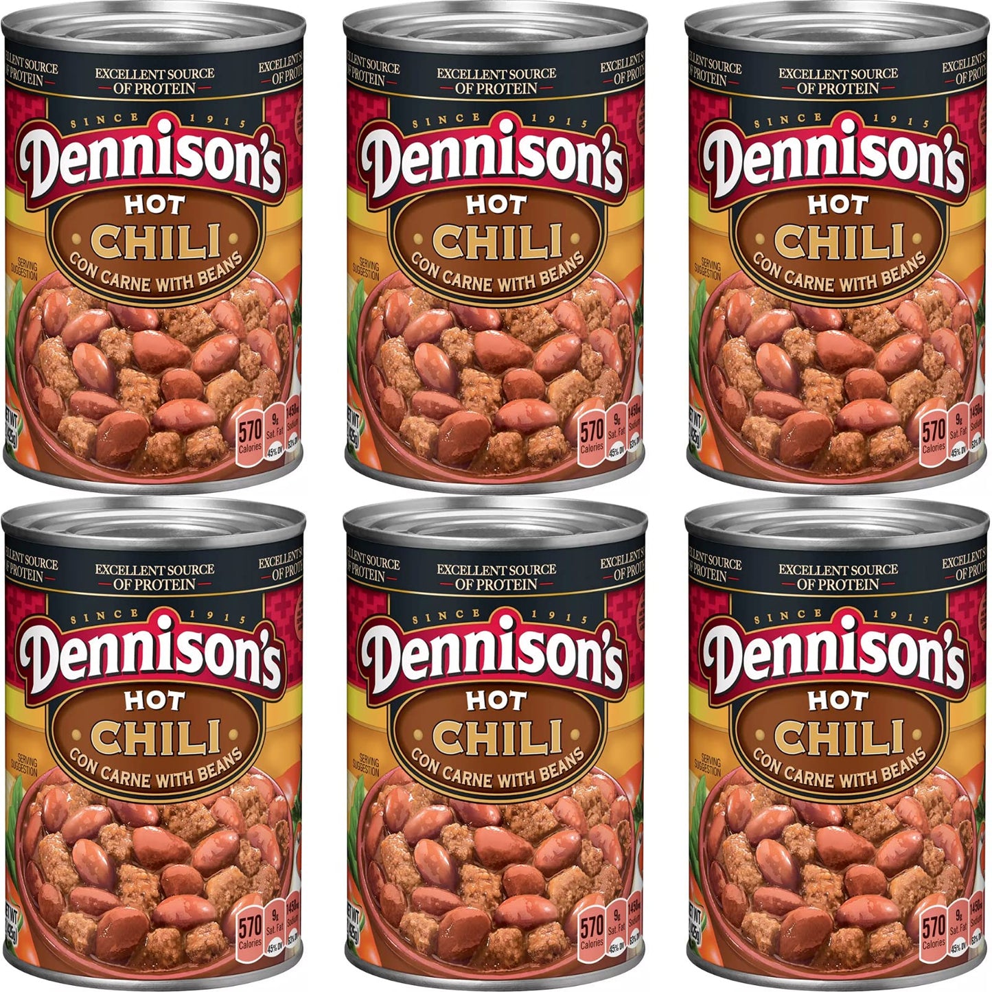 Dennison'S, Hot Chili Con Carne With Beans, 15Oz Can (Pack Of 6)