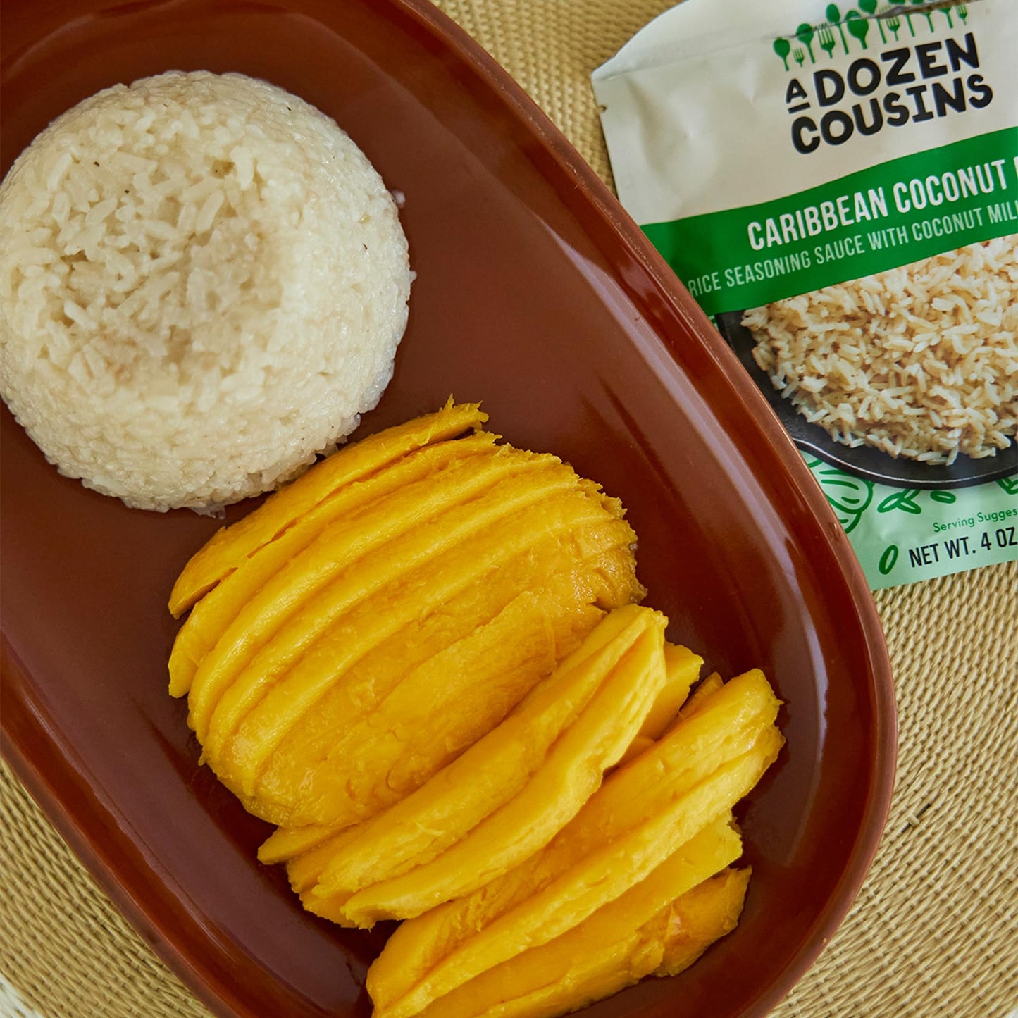 A Dozen Cousins Rice Seasoning Sauce Packets - Season And Prepare Your Own Rice Dishes - 10 Pack - Caribbean Coconut Rice - 4 Oz