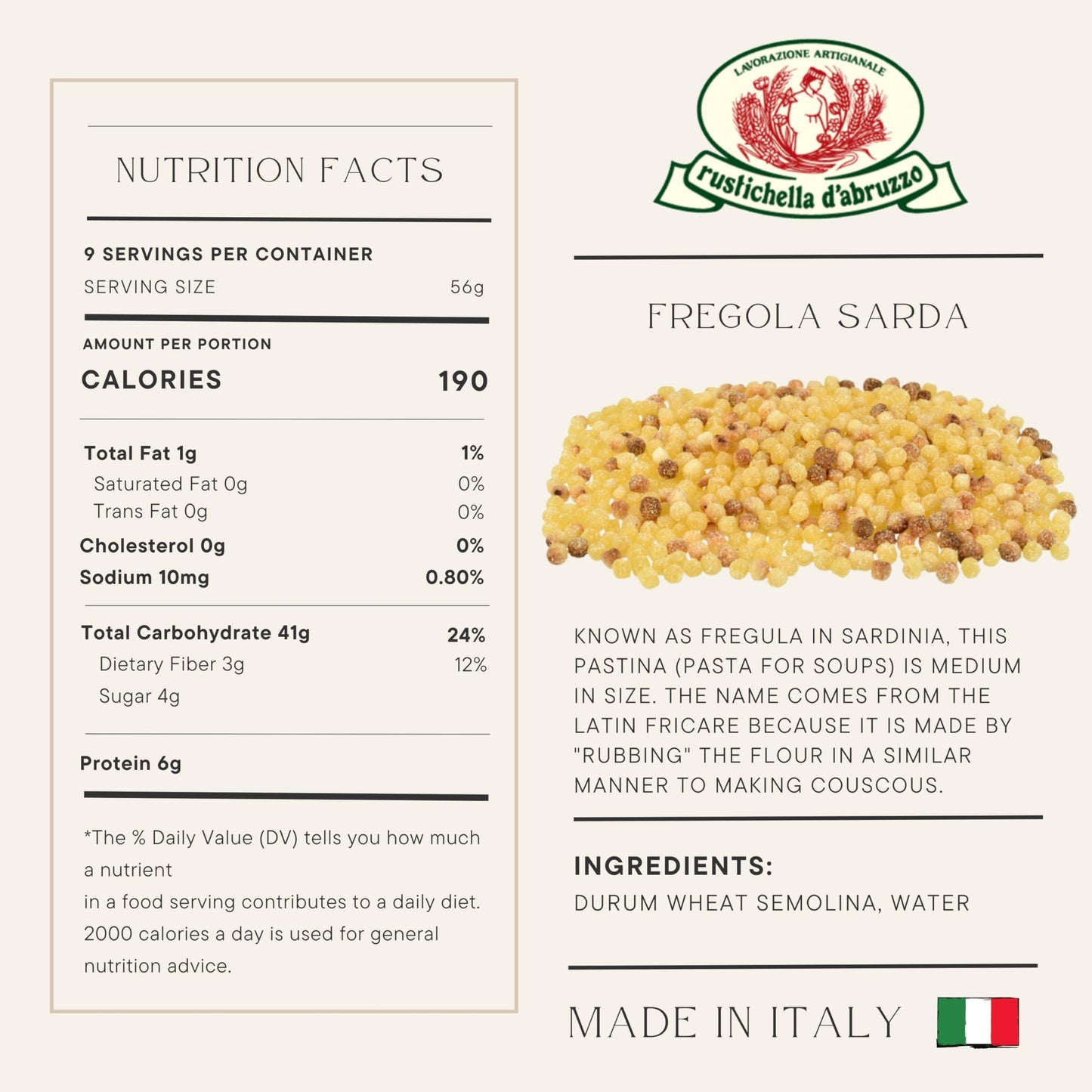 Rustichella D' Abruzzo Fregola Sarda 17.5 oz.