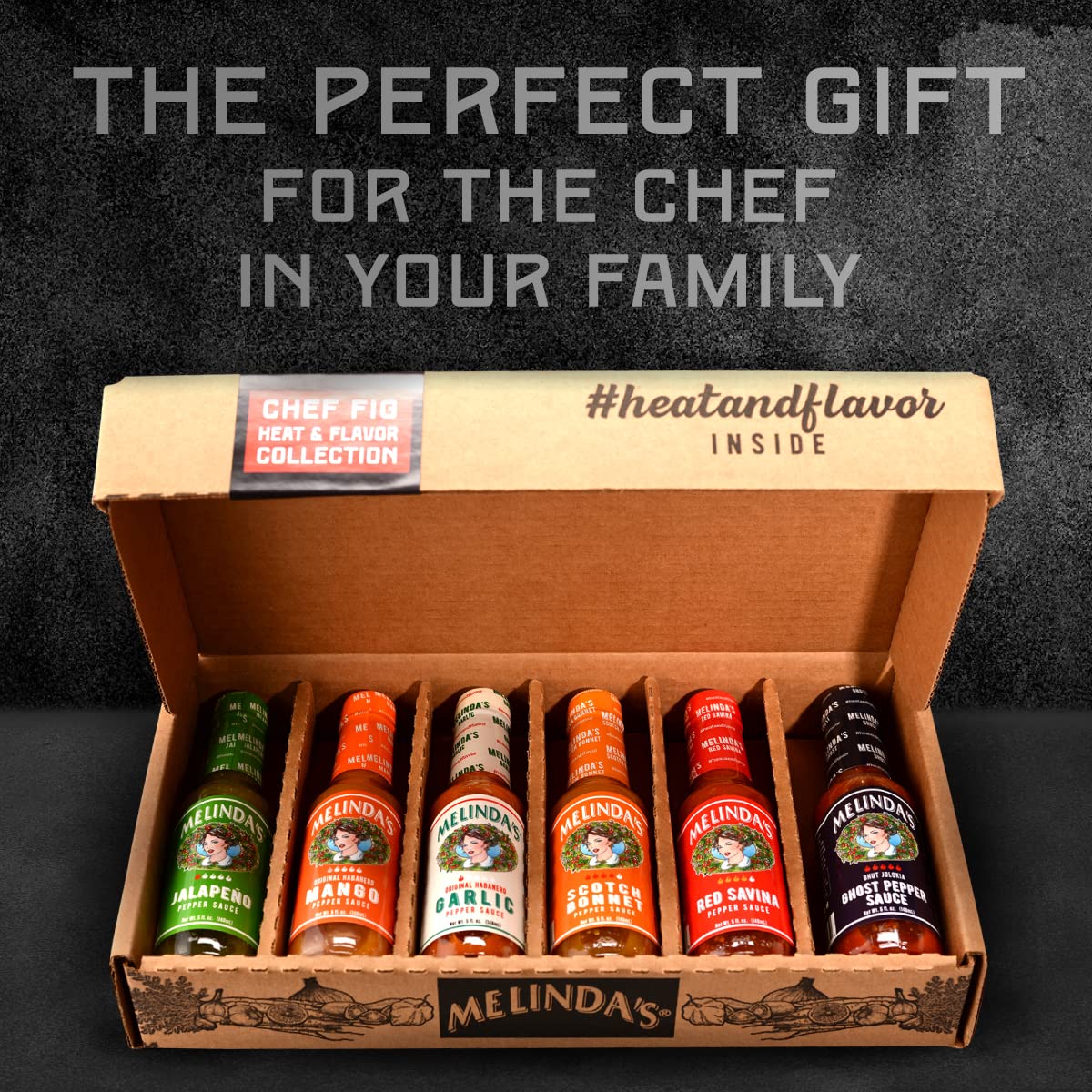 Melindas Gourmet Hot Sauce Gift Set - 6 Flavors, 5 oz Each, Pack of 6